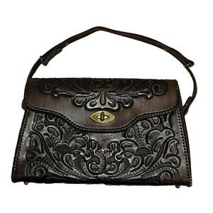 Leather Hand Tooled Purse Joo Kay Jo-o-kay Handbag Turnlock Western Boho